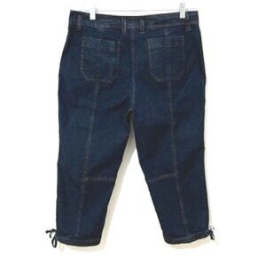 Eileen Fisher Cropped Capri Denim Pants Jeans Tie Cuffs